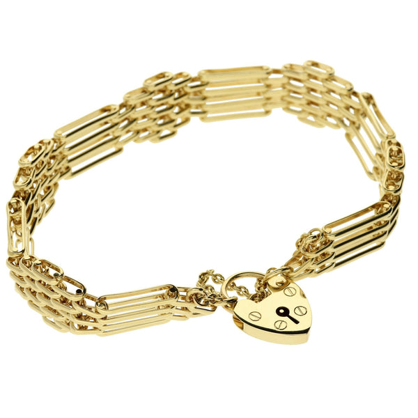 9ct Yellow Gold '4 bar' Gate Bracelet - 23.0g