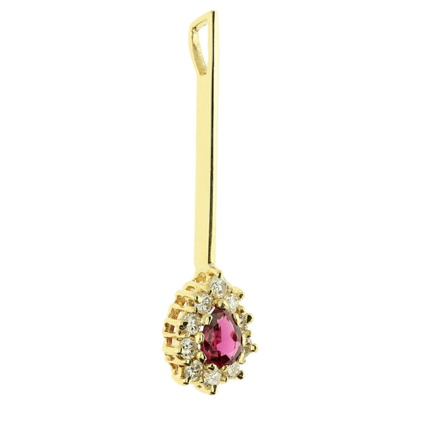 18ct Yellow Gold Ruby & Diamond Pendant - 0.30ct - 1.8g