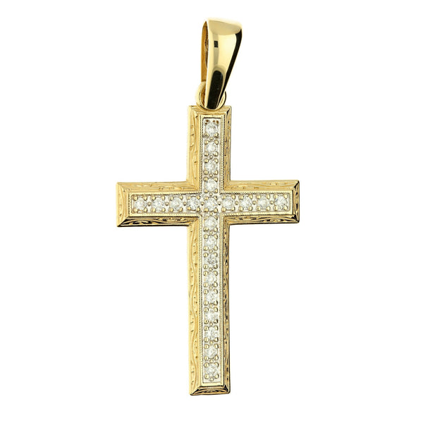 9ct Yellow Gold Cross With Cubic Zirconias - 13.3g