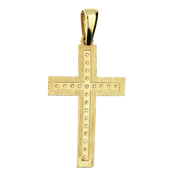 9ct Yellow Gold Cross With Cubic Zirconias - 13.3g