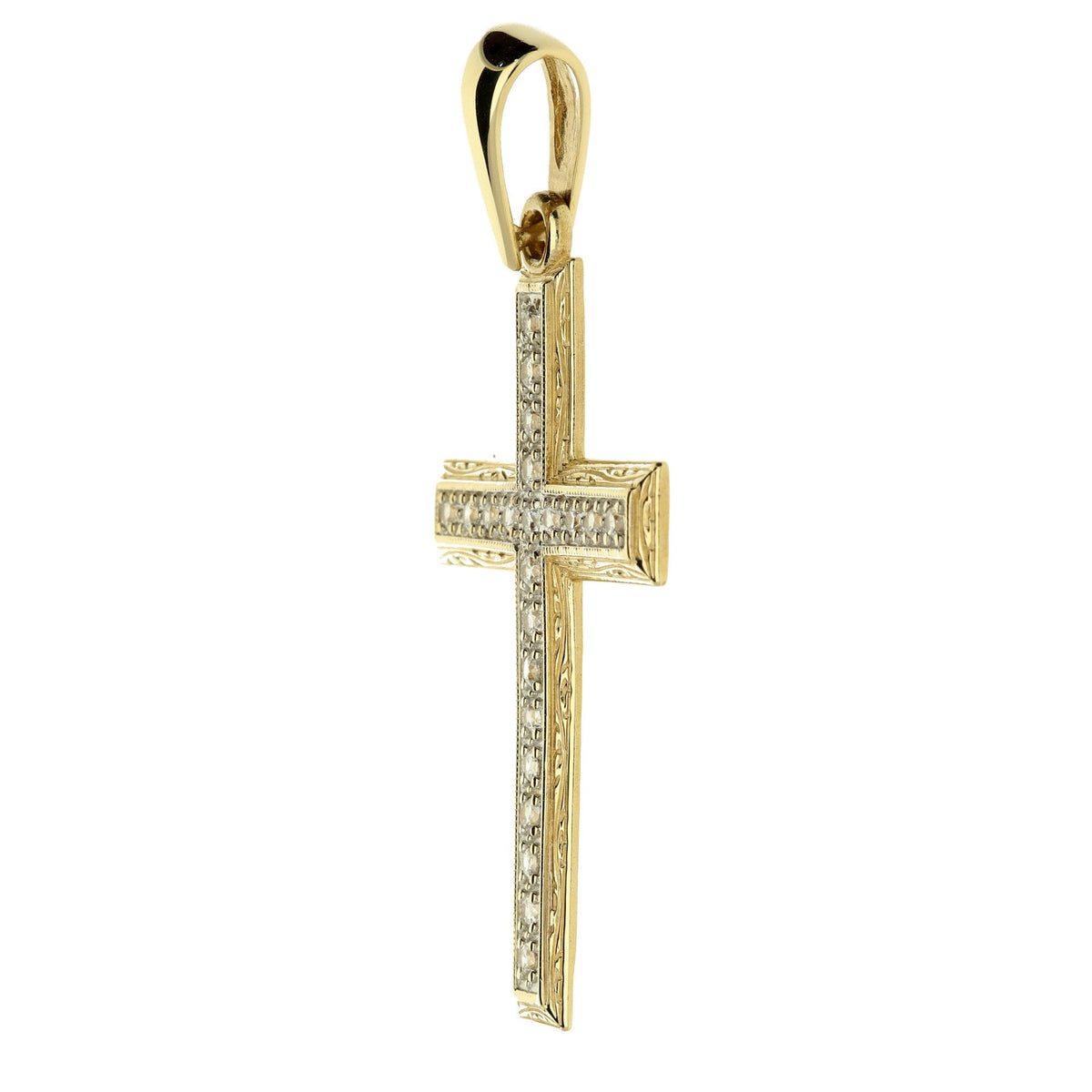 9ct Yellow Gold Cross With Cubic Zirconias - 13.3g