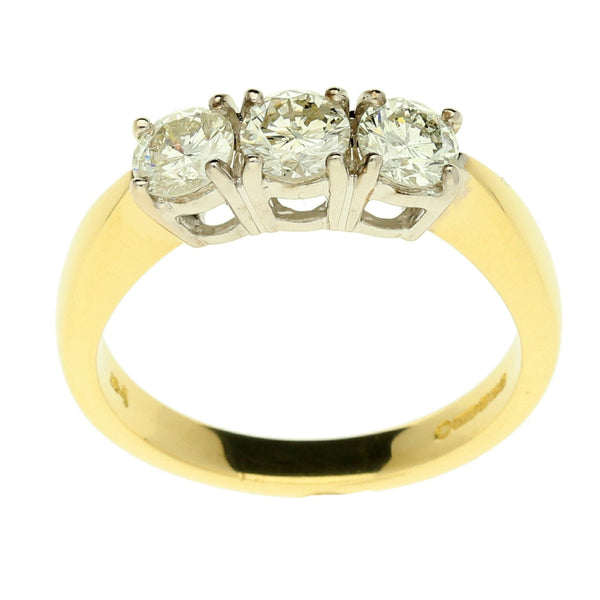 18ct Yellow Gold 3-Stone Diamond Ring - 1.00ct