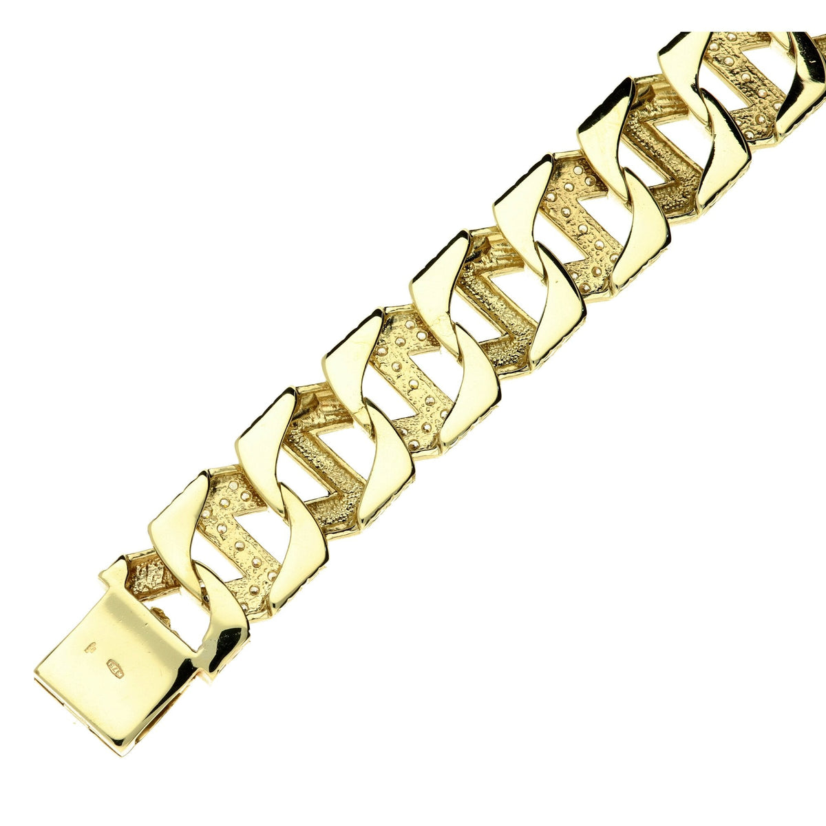 9ct Yellow Gold CZ Set Curb Bracelet - 65.0g