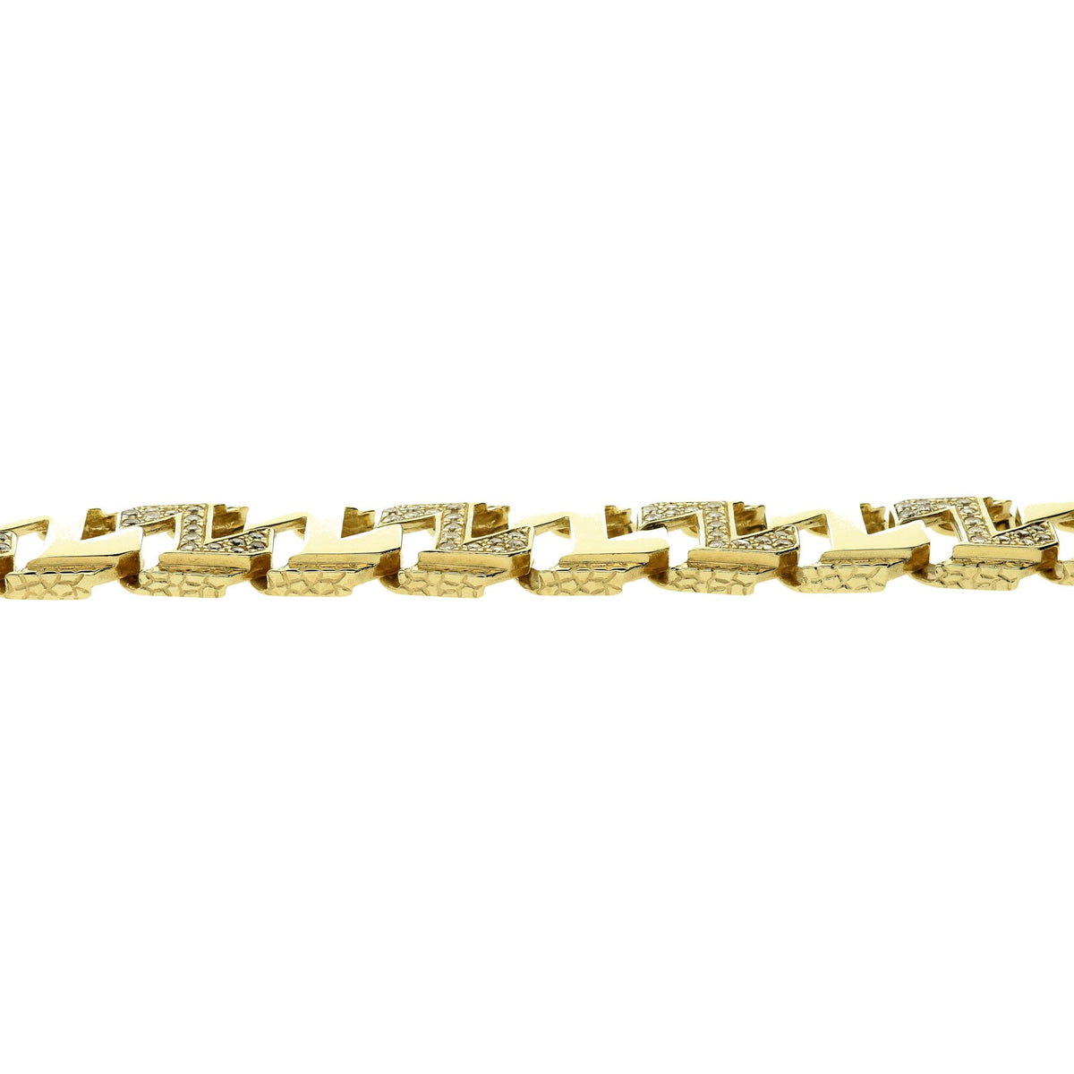 9ct Yellow Gold CZ Set Curb Bracelet - 65.0g