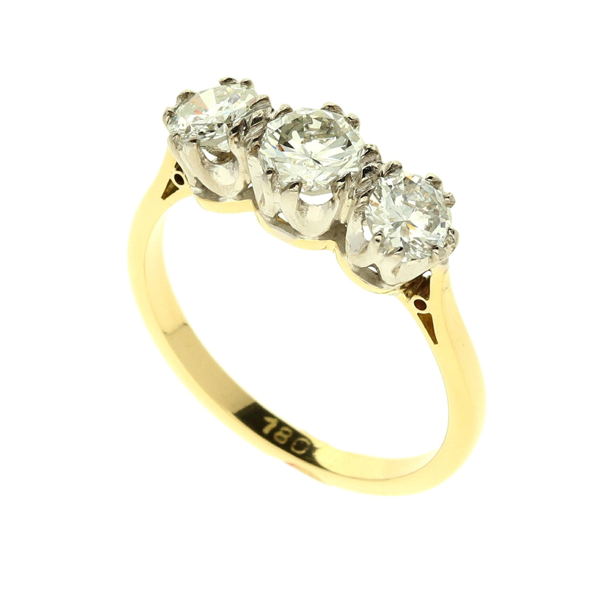 18ct Yellow Gold 3-Stone Diamond Ring - 1.29ct
