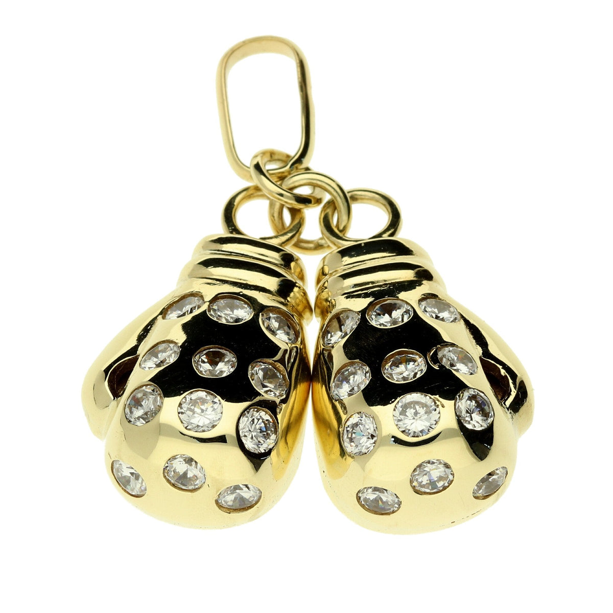 9ct Yellow Gold Cubic Zirconia Boxing Glove Pendant - 23.4g