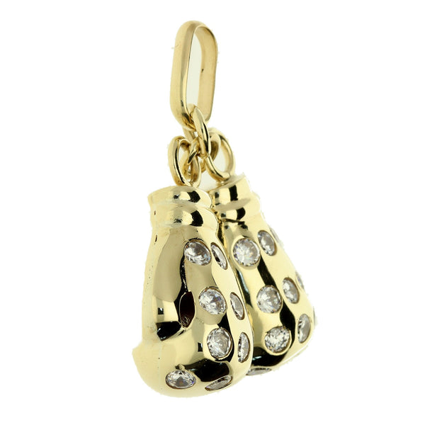 9ct Yellow Gold Cubic Zirconia Boxing Glove Pendant - 23.4g