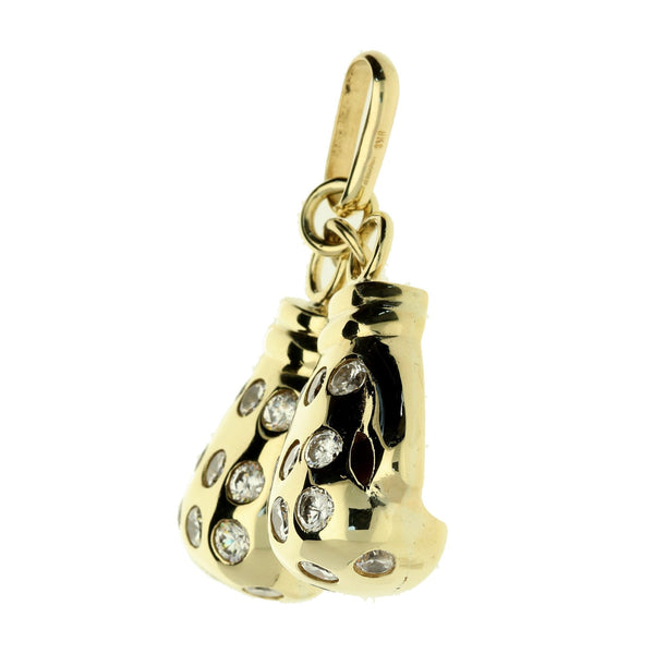 9ct Yellow Gold Cubic Zirconia Boxing Glove Pendant - 23.4g