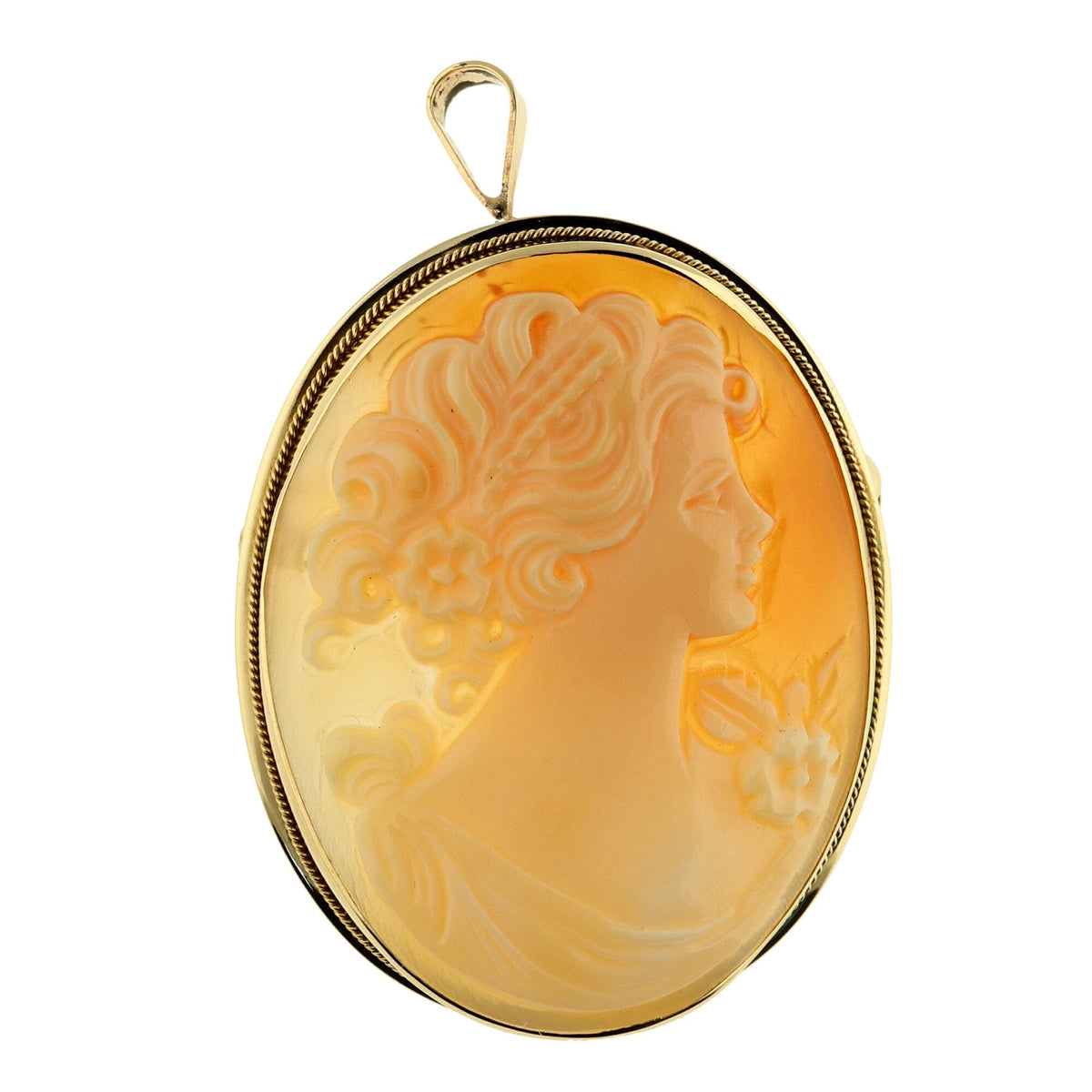 Medium 9ct Yellow Gold Cameo Brooch - 4.7g