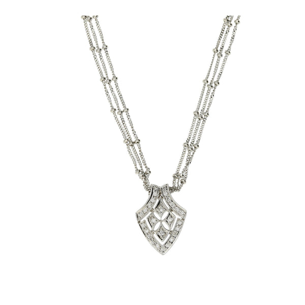18ct White Gold Diamond Pendant & Chain - 0.25ct