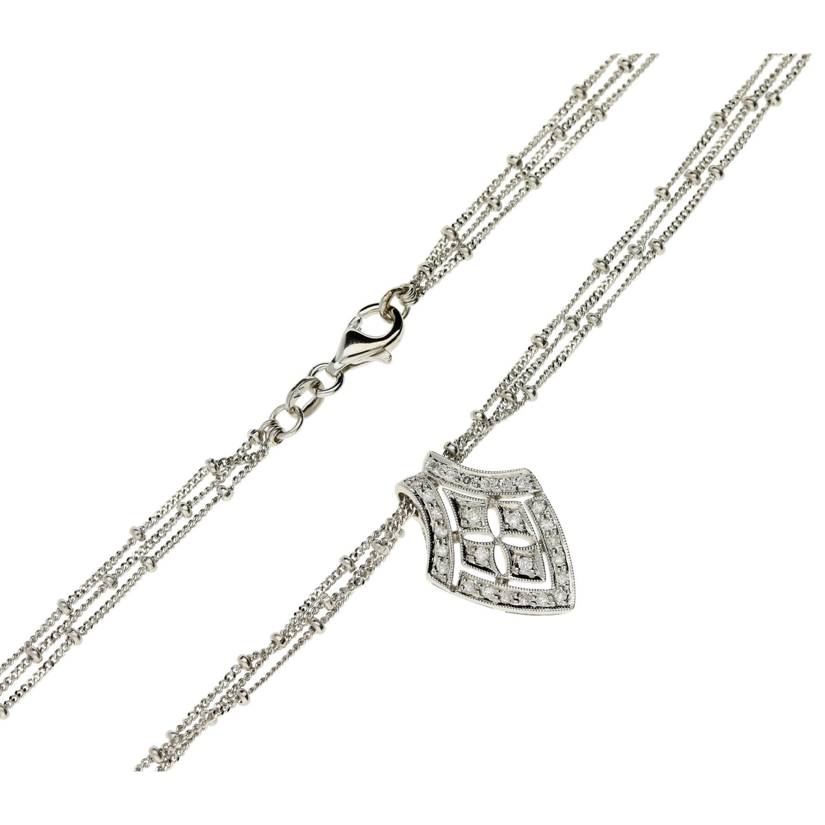 18ct White Gold Diamond Pendant & Chain - 0.25ct