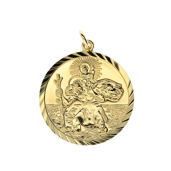 9ct Yellow Gold Medium St Christopher Medal - 3.1g