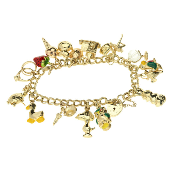 9ct Yellow Gold Charm Bracelet - 24.80g