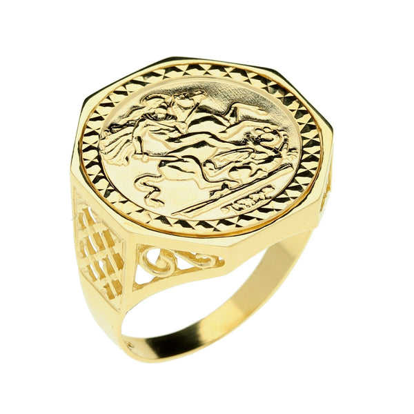 9ct Yellow Gold St George Ring - 4.2g