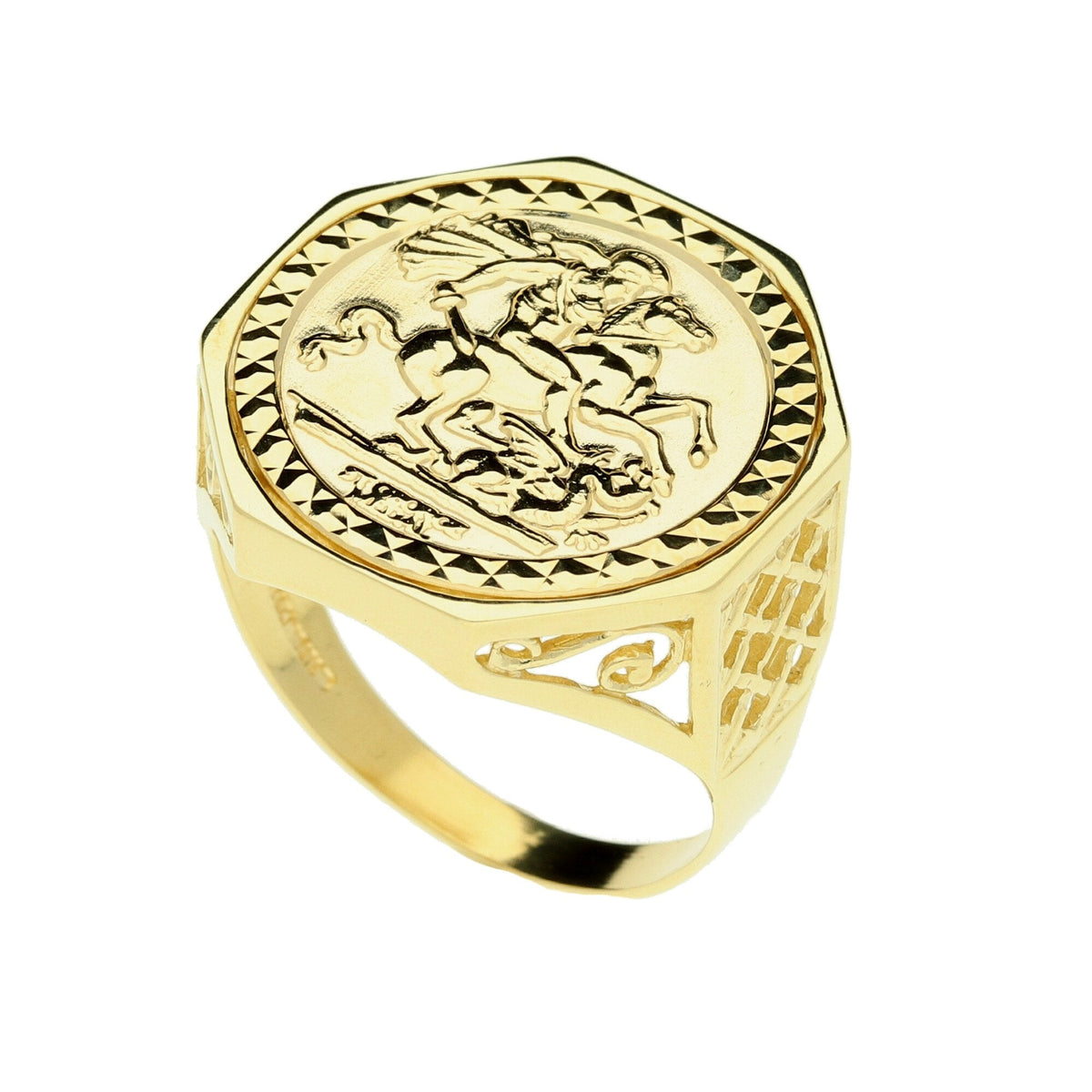 9ct Yellow Gold St George Ring - 4.2g