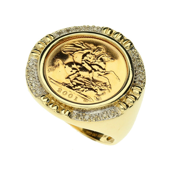 Diamond & Gold 2001 Half Sovereign Ring