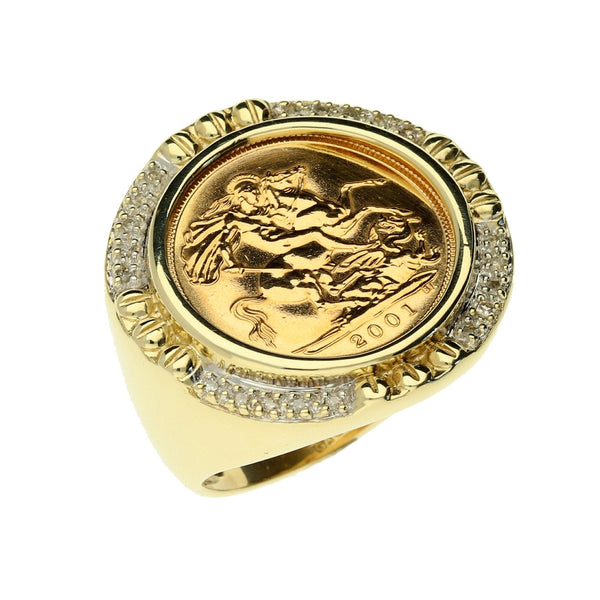 Diamond & Gold 2001 Half Sovereign Ring