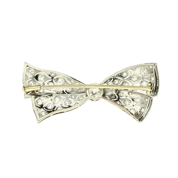 Platinum Diamond Bow Brooch - 1.44ct
