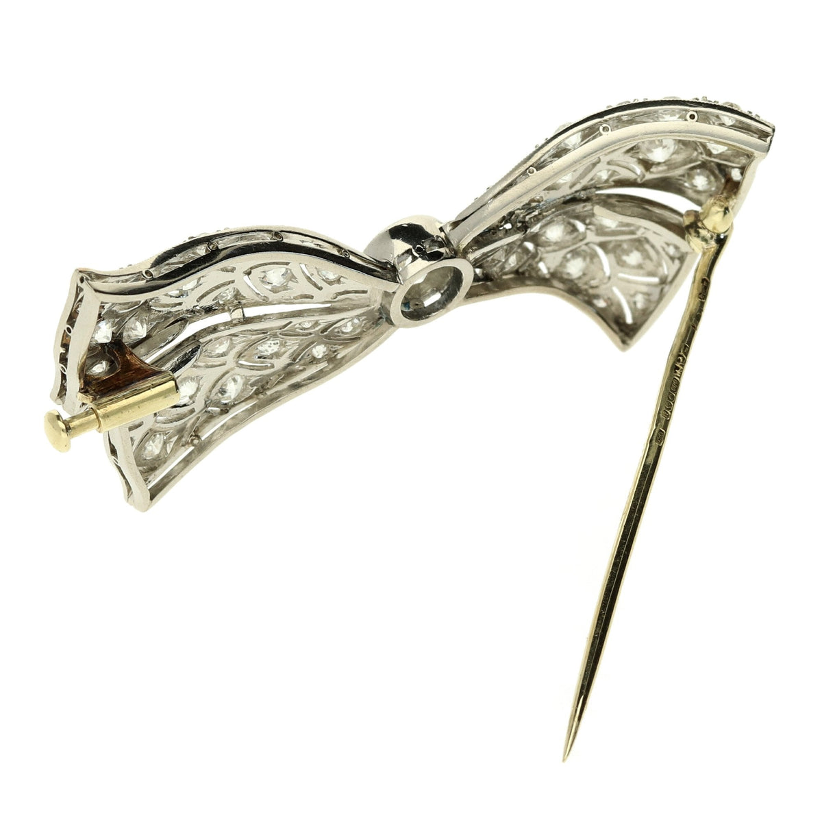 Platinum Diamond Bow Brooch - 1.44ct