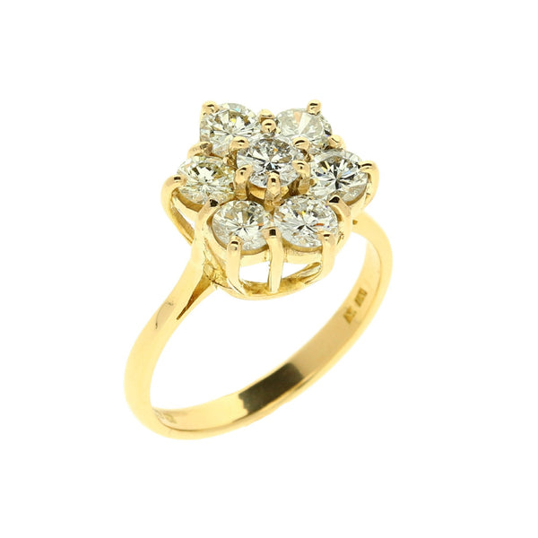 18ct Diamond Cluster Ring - Size N - 1.46ct