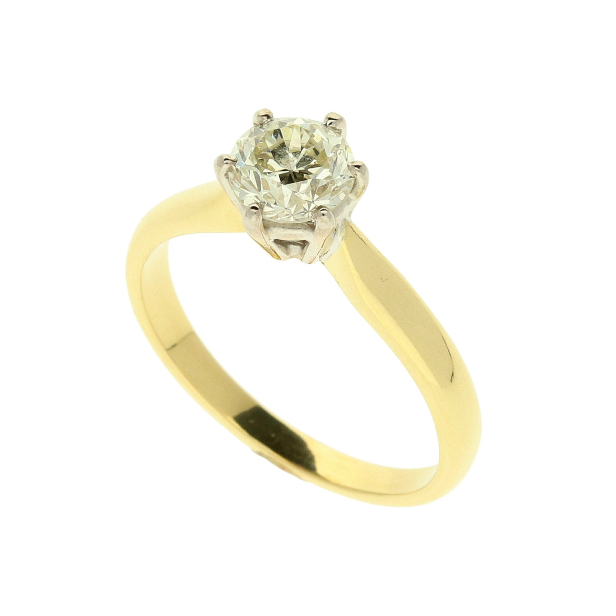 18ct Yellow Gold Six Claw Diamond Engagement Ring - 1.01ct