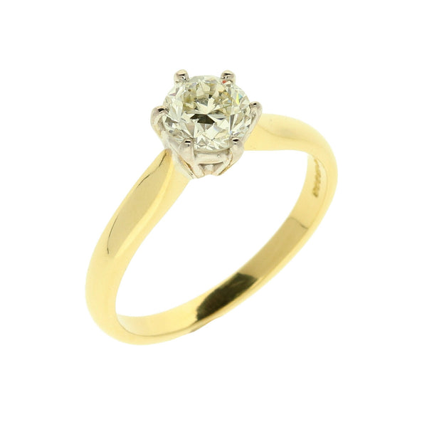 18ct Yellow Gold Six Claw Diamond Engagement Ring - 1.01ct