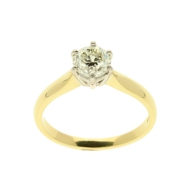 18ct Yellow Gold Six Claw Diamond Engagement Ring - 1.01ct