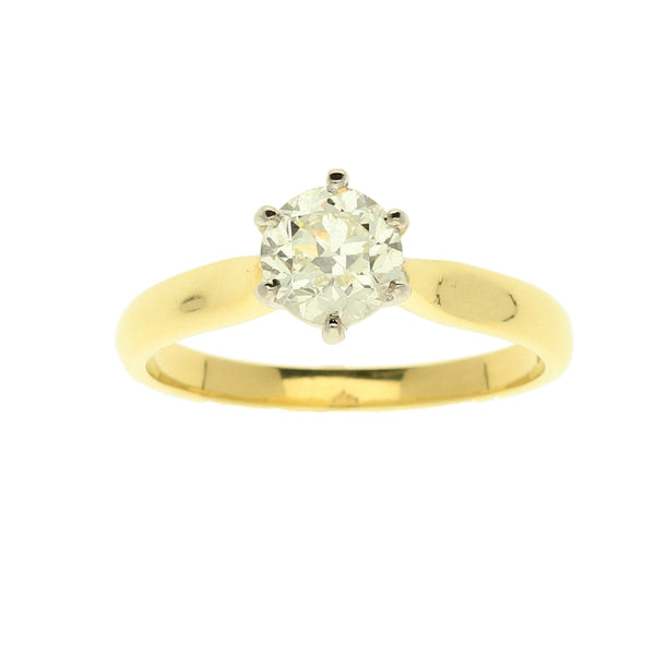 18ct Yellow Gold Six Claw Diamond Engagement Ring - 1.01ct