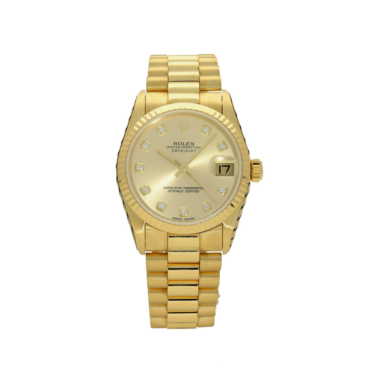 Datejust 68278 - Gold Midsize Watch - Diamond Dial - 1988