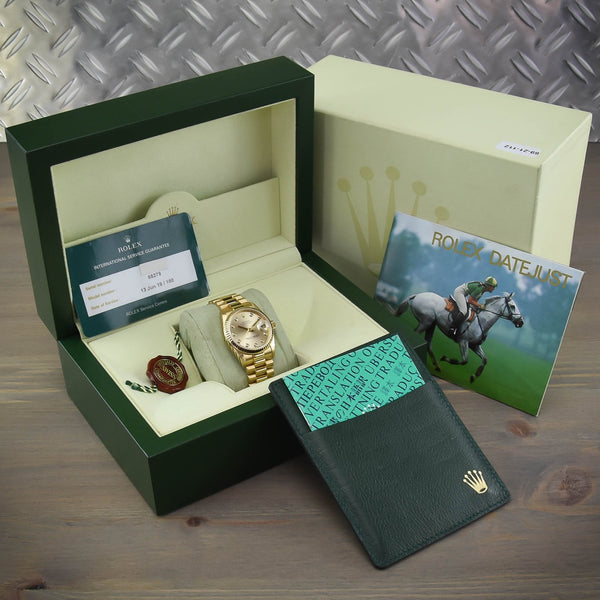 Datejust 68278 - Gold Midsize Watch - Diamond Dial - 1988