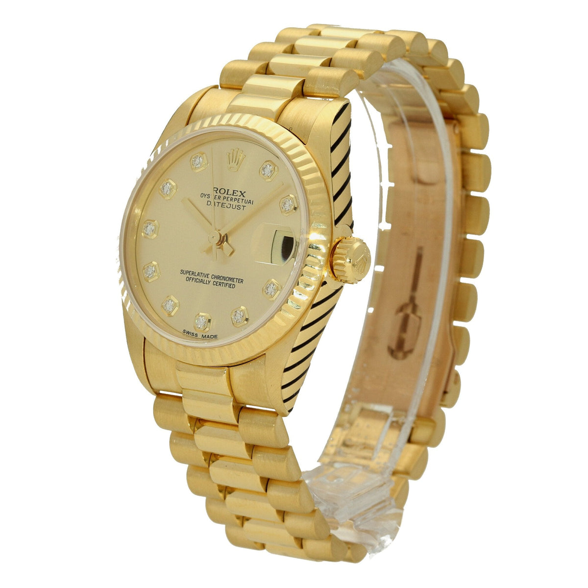 Datejust 68278 - Gold Midsize Watch - Diamond Dial - 1988