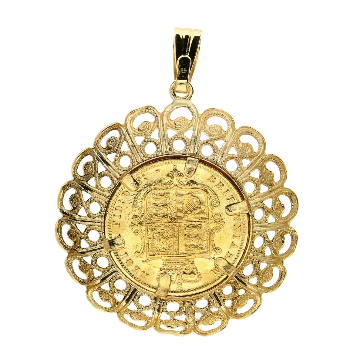 1874 Queen Victoria Half-Sovereign Coin Pendant - 7.1g