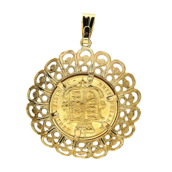 1874 Queen Victoria Half-Sovereign Coin Pendant - 7.1g