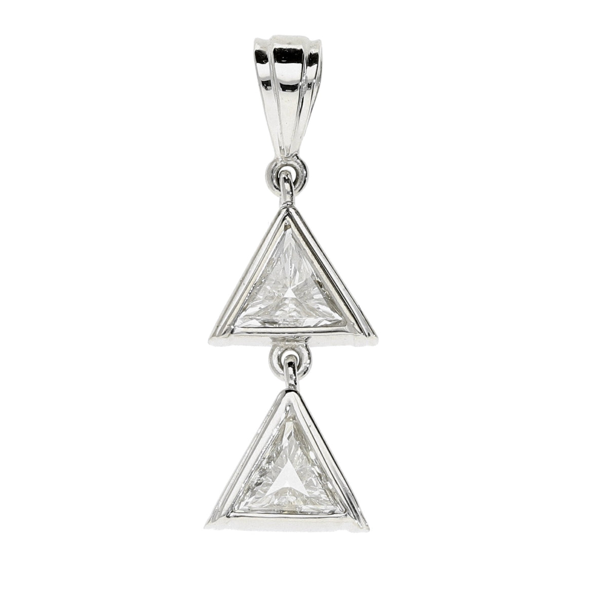 18ct White Gold Triangular Cut Diamond Pendant - 0.40ct