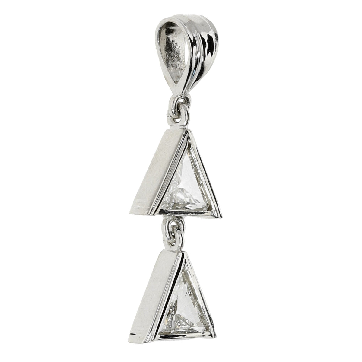 18ct White Gold Triangular Cut Diamond Pendant - 0.40ct
