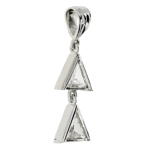 18ct White Gold Triangular Cut Diamond Pendant - 0.40ct
