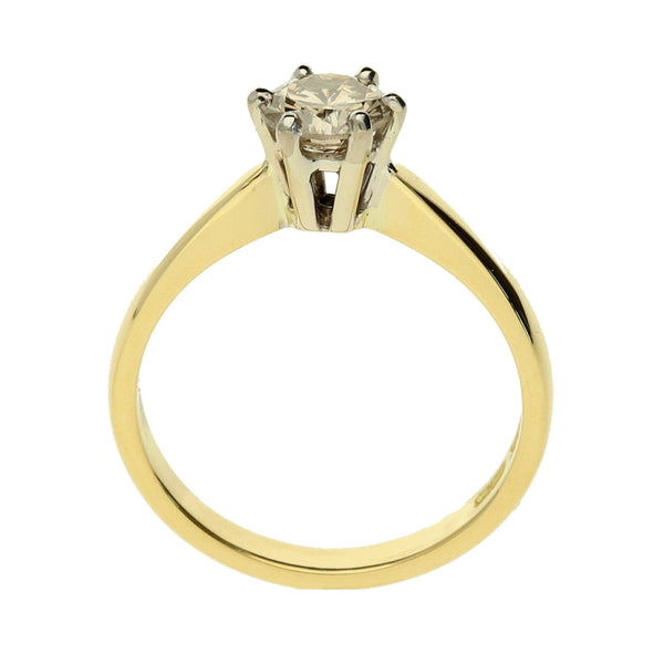 18ct Yellow Gold Six Claw Engagement Ring - Size N½ -  0.75ct