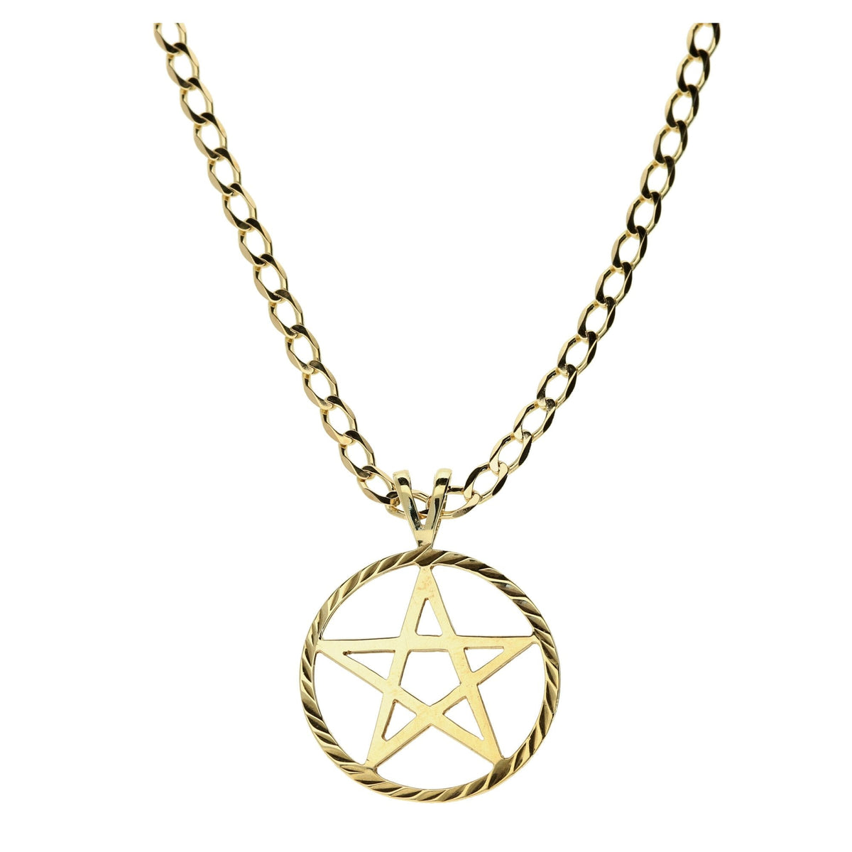 9ct Yellow Gold 5 Pointed Star Pendant and Chain 7.2g