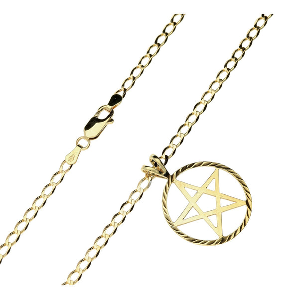 9ct Yellow Gold 5 Pointed Star Pendant and Chain 7.2g