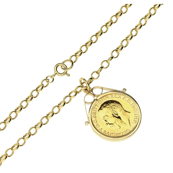 1926 George V Full Sovereign Pendant and Chain - 21.6g