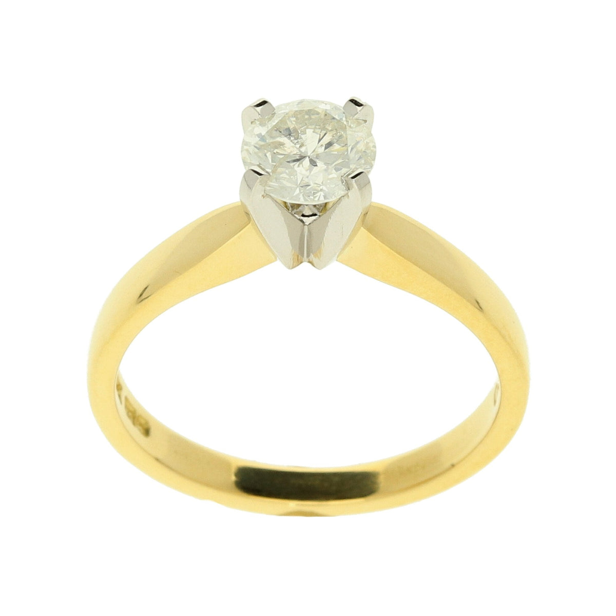 18ct Yellow Gold Diamond Engagement Ring- Size M½ - 0.79ct