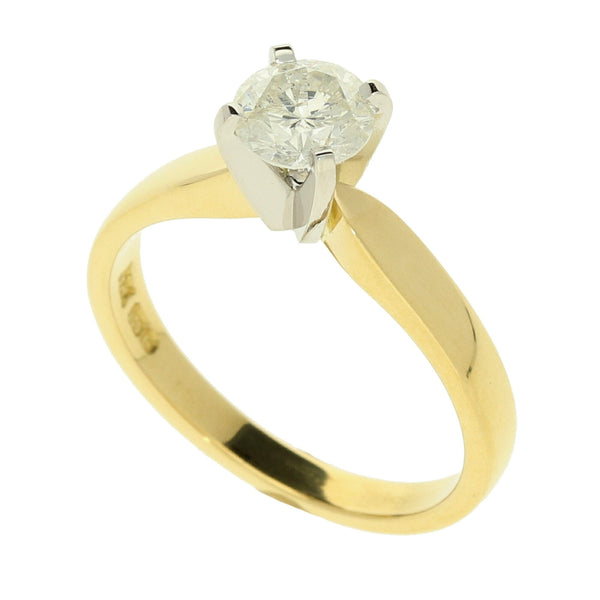 18ct Yellow Gold Diamond Engagement Ring- Size M½ - 0.79ct