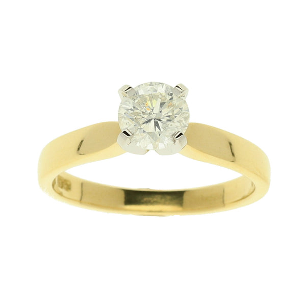 18ct Yellow Gold Diamond Engagement Ring- Size M½ - 0.79ct
