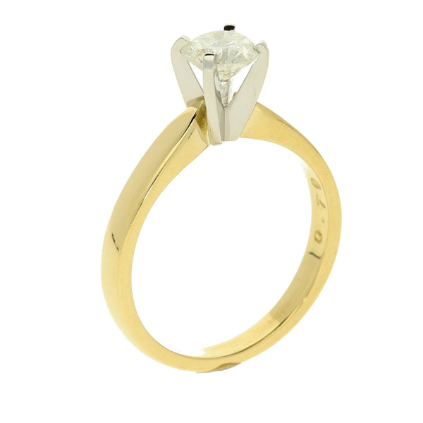 18ct Yellow Gold Diamond Engagement Ring- Size M½ - 0.79ct