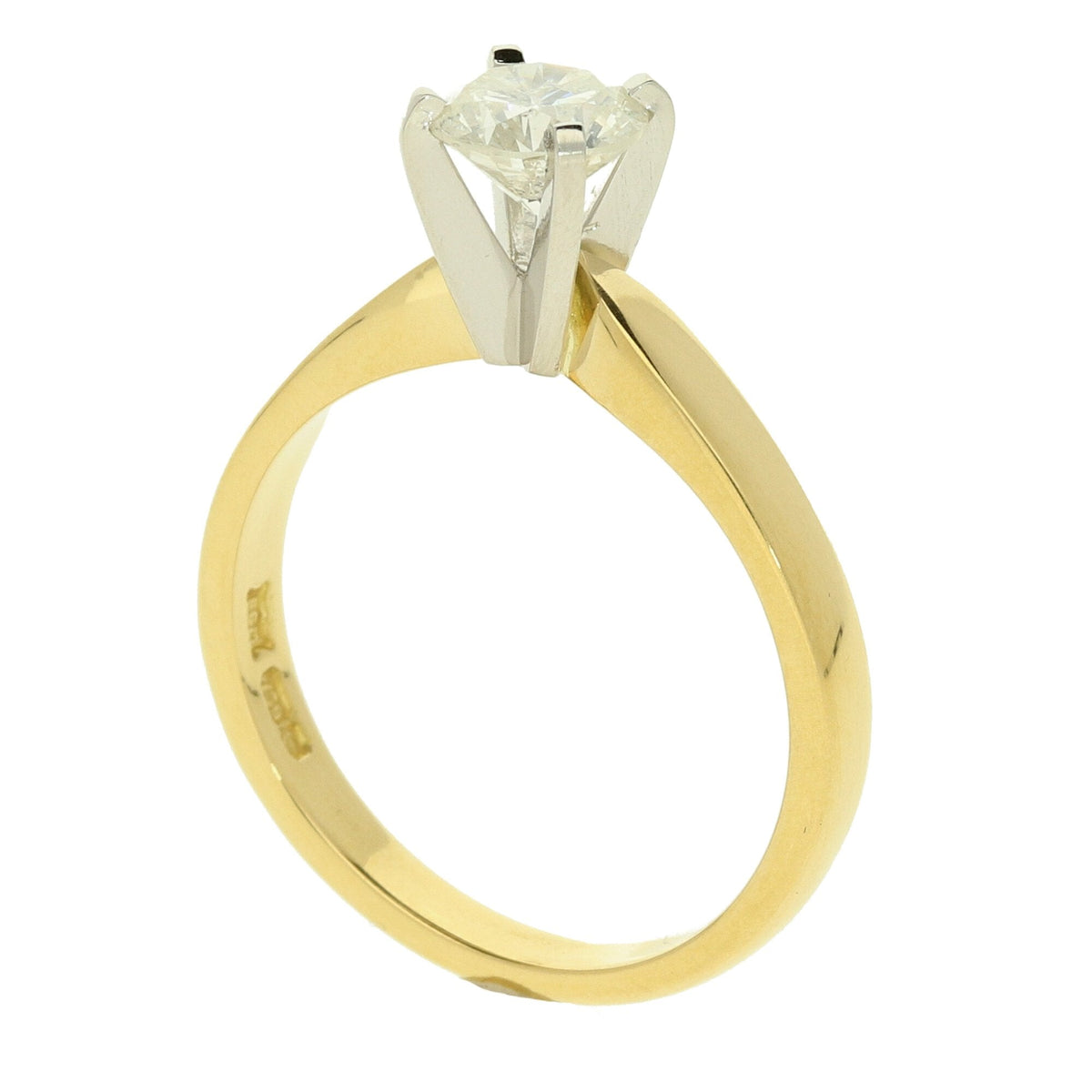 18ct Yellow Gold Diamond Engagement Ring- Size M½ - 0.79ct