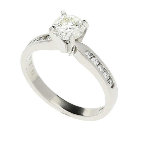 Platinum Engagement Ring + Diamond Shoulders - Size N - 1.02ct