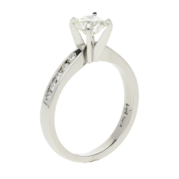 Platinum Engagement Ring + Diamond Shoulders - Size N - 1.02ct