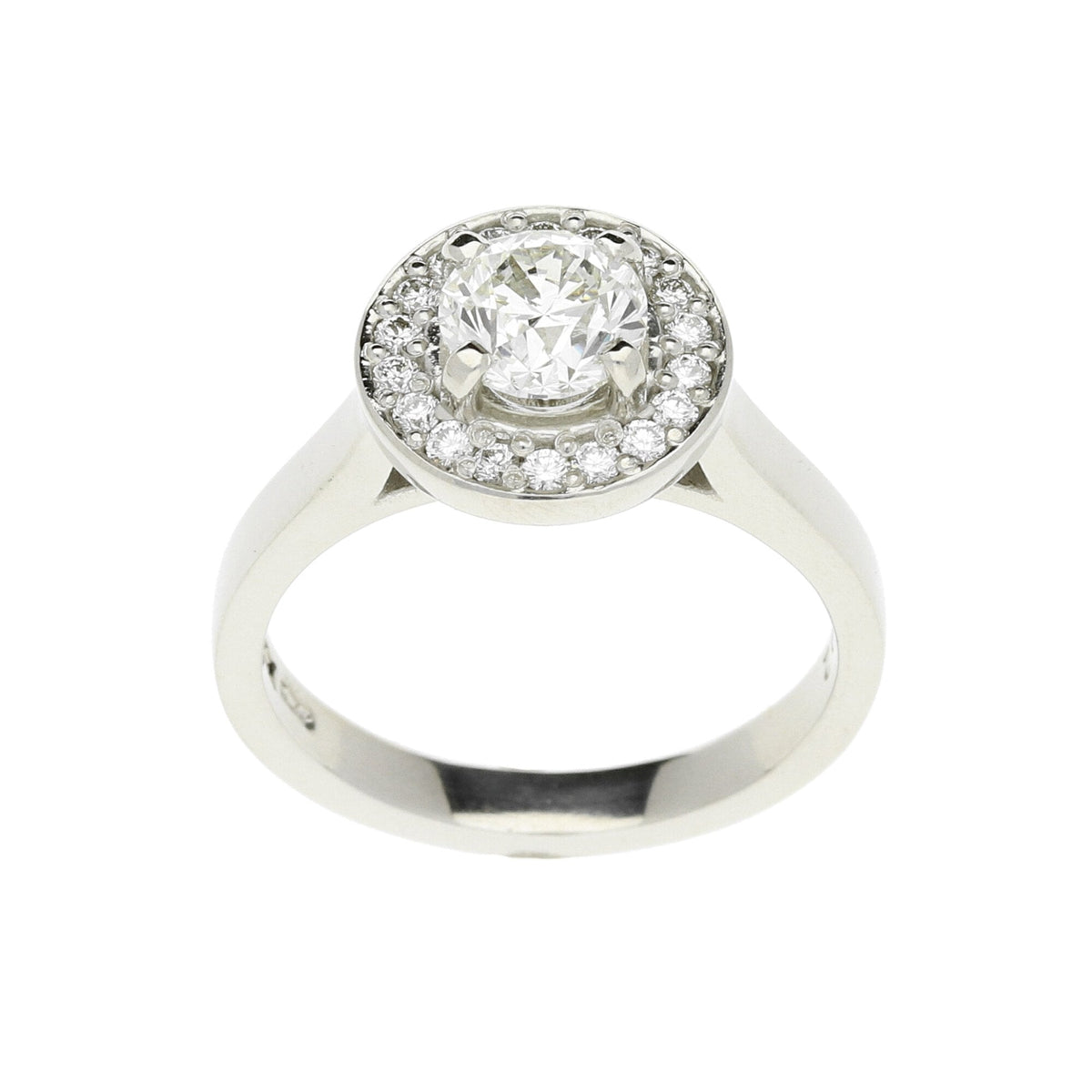 Platinum Halo Engagement Ring - Certified - 1.23ct - 9.1g