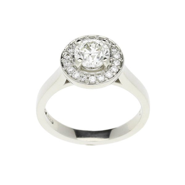 Platinum Halo Engagement Ring - Certified - 1.23ct - 9.1g