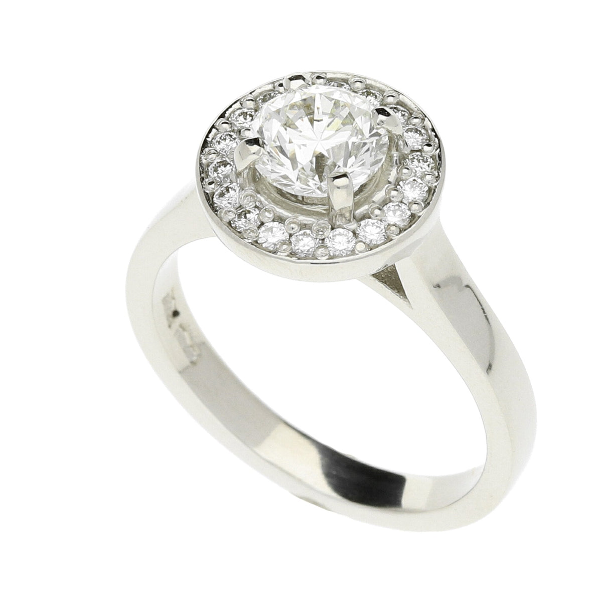 Platinum Halo Engagement Ring - Certified - 1.23ct - 9.1g